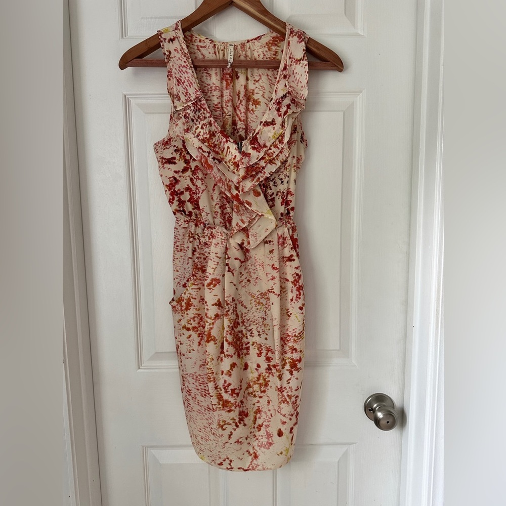 Willow and Clay. Rust and Cream print dress.  Extra Small.